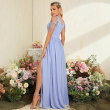 Load image into Gallery viewer, V neck Elegant Evening Dress Prom Party Slit Sexy Evening Dress Wedding Dinner Toast Dress
