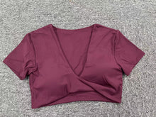 Load image into Gallery viewer, Yoga Short Sleeve Skinny V Neck Sports Short Sleeve T Shirt Top High Intensity Shockproof Quick Drying Running Fitness Clothes
