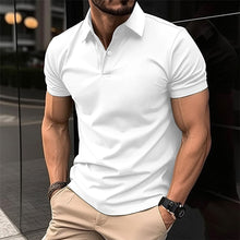 Load image into Gallery viewer, Summer Short Sleeve Polo Shirt Men Solid Color Button Lapel Button Top
