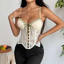 Load image into Gallery viewer, Womems Sweet Embroidered Rope Zipper Shaped Slim Fit Transparent Camisole
