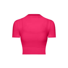 Load image into Gallery viewer, Sexy Mesh Yoga Clothes Short Sleeve Running Quick Drying Sports Bra with Chest Pad One Piece Cup Workout Clothes Top
