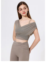 Load image into Gallery viewer, Womens Mesh False Two Pieces Sports Yoga Clothes Vest with Chest Pad Sexy Breathable Workout Bra T shirt Top
