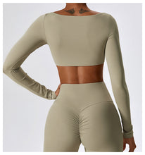 Load image into Gallery viewer, Sexy Nude Feel Long Sleeve Yoga Wear Outdoor Running Exercise T shirt Quick Drying Tight Workout Clothes Top
