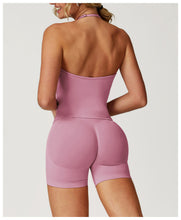 Load image into Gallery viewer, Sollinarry Seamless Yoga Vest Tight Breathable Pleated Sports Vest Casual Running Fitness Top
