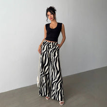 Load image into Gallery viewer, Straight Pants Sexy Zebra Print Bootcut Pants Low Waist Drawstring Casual Pants
