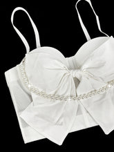 Load image into Gallery viewer, Womens Pearl Bow Boning Slim Fit Slimming Corset Top

