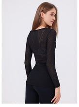 Load image into Gallery viewer, Womens Tight Sports Long Sleeved Round Neck Mid Length Sexy Slim Workout Clothes Internet Celebrity Quick Drying Clothes Yoga T-shirt Top
