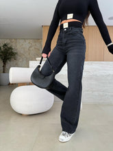 Load image into Gallery viewer, Women Micro Elastic Black Straight Denim Trousers
