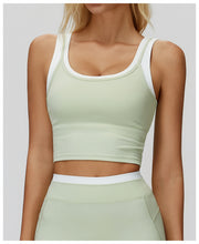 Load image into Gallery viewer, 2pc Set -  Split Vest Contrast Color Nude Feel Running Exercise Underwear Casual Top
