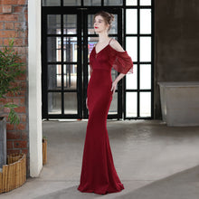 Load image into Gallery viewer, Wedding Toast Dress Bride Long Sling Appreciation Dinner Slim-Fit Fishtail Car Model Exhibition Dress Formal Gown
