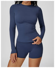 Load image into Gallery viewer, Sollinarry Brushed Long Sleeve Yoga Clothes round Neck Slim Fitness Clothes Outdoor Running Sport Long Sleeve T shirt
