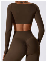 Load image into Gallery viewer, Sexy Nude Feel Long Sleeve Yoga Wear Outdoor Running Exercise T shirt Quick Drying Tight Workout Clothes Top
