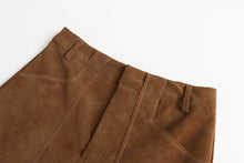 Load image into Gallery viewer, Early Autumn Suede High Grade Large Pocket Slimming A line Skirt
