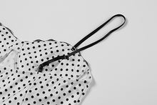 Load image into Gallery viewer, Womens Summer Sweet Skinny Slimming Backless Braces in White Polka Dot Dress
