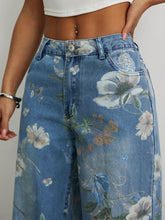 Load image into Gallery viewer, Street Trends Loose Straight Wide Leg Printed Denim Jeans
