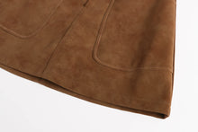 Load image into Gallery viewer, Early Autumn Suede High Grade Large Pocket Slimming A line Skirt
