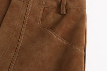 Load image into Gallery viewer, Early Autumn Suede High Grade Large Pocket Slimming A line Skirt
