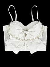 Load image into Gallery viewer, Womens Pearl Bow Boning Slim Fit Slimming Corset Top
