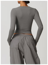 Load image into Gallery viewer, Womens Sollinarry Autumn Winter Quick Drying Brushed Tight Yoga Long Sleeved Running Fitness Top Slimming Long Sleeved Sports T shirt
