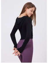 Load image into Gallery viewer, Womens Slim Fit Slimming Sweet Sexy Wear Workout Clothes Running Yoga Slimming Long Sleeves Quick Drying Exercise T Shirt Top
