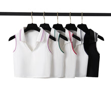 Load image into Gallery viewer, Stand Collar Tennis Women Yoga Fitness Running Top Quick Drying Sleeveless Vest with Chest Pad
