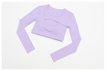 Load image into Gallery viewer, Nude Feel Tight Yoga Long Sleeve Shockproof Sports Hollow Out Cutout T shirt Running Workout Yoga Top
