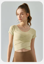 Load image into Gallery viewer, Yoga Clothing Top One Piece Sports T shirt with Chest Pad Slim Fit Thin Breathable Quick Drying Workout Top Women
