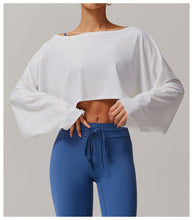 Load image into Gallery viewer, Womens Sollinarry Fitness Sports Long-Sleeved Top off Shoulder Batwing Sleeve Outer Wear Casual Long Sleeves Yoga Blouse
