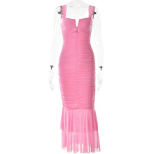Load image into Gallery viewer, Spring Summer Suspender Stitching Tight Pleated Fishtail Dress

