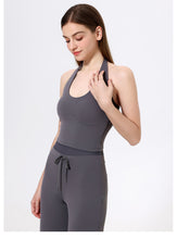 Load image into Gallery viewer, Womens Halter Lace up Yoga Clothes Vest High Grade Sexy Beauty Back Slim Fit Fitness Vest Bra
