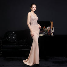 Load image into Gallery viewer, Wedding Diamond Toast Dress Bride Long Appreciation Dinner Fishtail Dress Evening Dress
