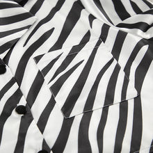 Load image into Gallery viewer, 2ps Set - Womens Satin Striped Summer Long Sleeves Cropped Cardigan Shorts Pajamas
