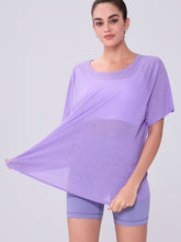 Load image into Gallery viewer, Womens Summer Bunchy Yarn Hollow Out Cutout Back -  Loose Yoga Blouse - Breathable Lightweight - Plus Size T shirt - Casual Sports Short Sleeve
