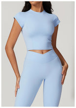 Load image into Gallery viewer, Womens Sollinarry Eco Friendly Recycled High Strength Flying Sleeve Running Fitness Short Sleeved Sports Tight Quick Drying Yoga Clothes T-Shirt
