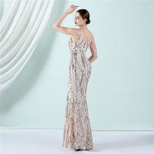 Load image into Gallery viewer, Sling Sequin Toast Dress Bride Long Appreciation Dinner Slim-Fit Fishtail Wedding Car Model Exhibition Dress
