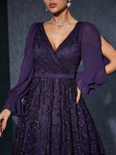 Load image into Gallery viewer, V neck Long Sleeved Dress Performance Host Elegant Evening Dress Slim Prom Dress
