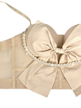 Load image into Gallery viewer, Womens Pearl Bow Boning Slim Fit Slimming Corset Top
