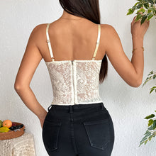 Load image into Gallery viewer, Womems Sweet Embroidered Rope Zipper Shaped Slim Fit Transparent Camisole
