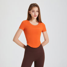 Load image into Gallery viewer, Women Sports Short Sleeve Quick Drying Slim Fit Slim Look Running Yoga Clothes T shirt round Neck Skin Friendly Breathable Sports Fitness Top
