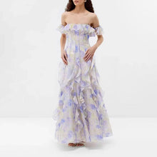 Load image into Gallery viewer, Womens Fairy Floral Tube Top Waist Controlled Formal Summer Printed Ruffled Dress
