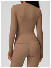 Load image into Gallery viewer, Sollinarry Brushed Long Sleeve Yoga Clothes round Neck Slim Fitness Clothes Outdoor Running Sport Long Sleeve T shirt
