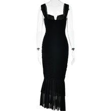 Load image into Gallery viewer, Spring Summer Suspender Stitching Tight Pleated Fishtail Dress
