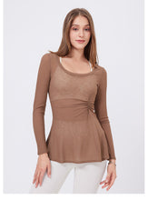 Load image into Gallery viewer, Womens Tight Sports Long Sleeved Round Neck Mid Length Sexy Slim Workout Clothes Internet Celebrity Quick Drying Clothes Yoga T-shirt Top
