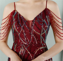 Load image into Gallery viewer, Sling Sequin Toast Dress Bride Long Appreciation Dinner Slim-Fit Fishtail Wedding Car Model Exhibition Dress
