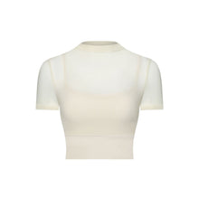 Load image into Gallery viewer, Sexy Mesh Yoga Clothes Short Sleeve Running Quick Drying Sports Bra with Chest Pad One Piece Cup Workout Clothes Top
