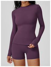 Load image into Gallery viewer, Sollinarry Brushed Long Sleeve Yoga Clothes round Neck Slim Fitness Clothes Outdoor Running Sport Long Sleeve T shirt
