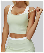 Load image into Gallery viewer, 2pc Set -  Split Vest Contrast Color Nude Feel Running Exercise Underwear Casual Top
