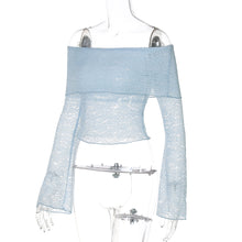 Load image into Gallery viewer, Womens Clothing Summer Sexy off Neck Lace Waist Sheer Long Sleeve Top
