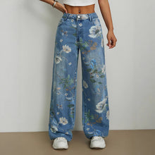 Load image into Gallery viewer, Street Trends Loose Straight Wide Leg Printed Denim Jeans
