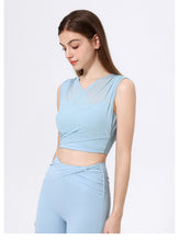 Load image into Gallery viewer, Womens Mesh False Two Pieces Sports Yoga Clothes Vest with Chest Pad Sexy Breathable Workout Bra T shirt Top
